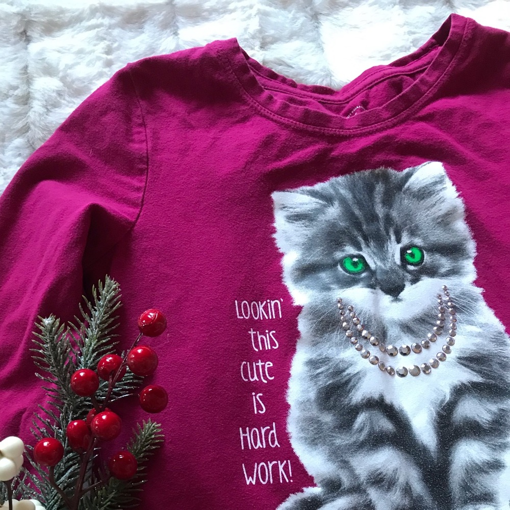 Girls Sz 7/8 long sleeved t-shirt, Faded Glory